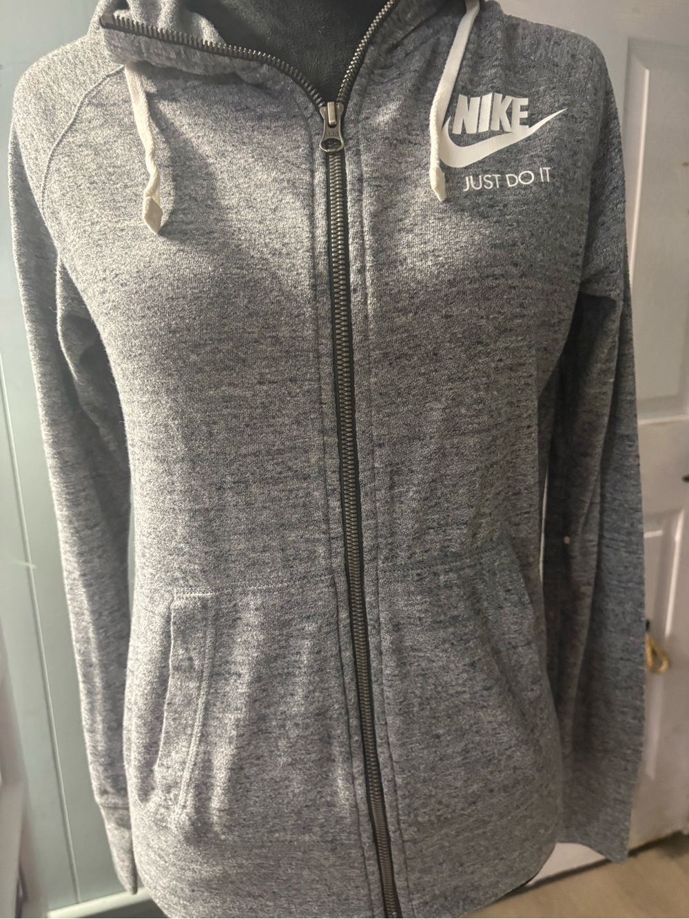 Nike Women’s Gray Full-Zip Bomber Hoodie Jacket